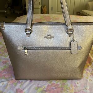 Coach Leather Tote Gold